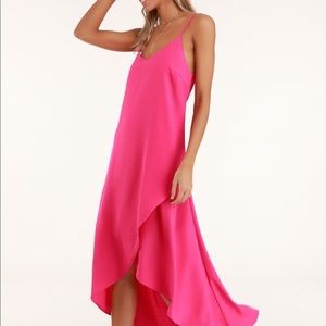 Lulus sweet surprise bright pink high low dress